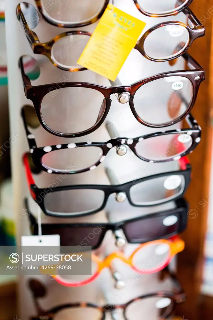 Eyeglasses sold in pharmacy.