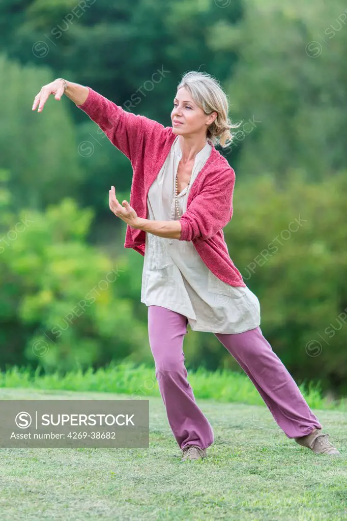 Woman practising gi-kong.