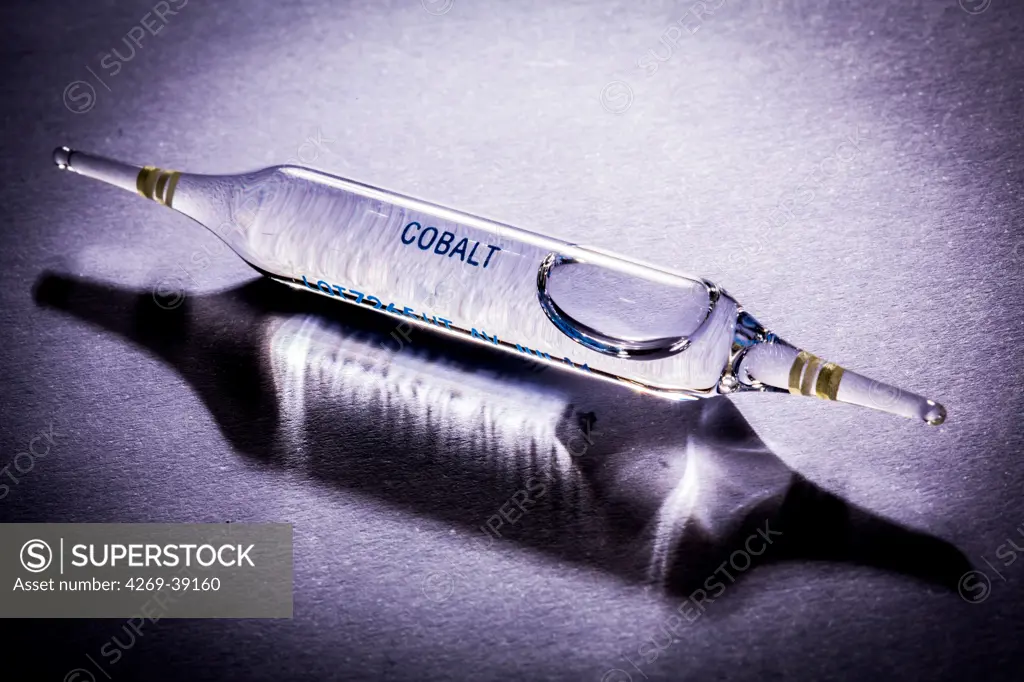 Glass ampoule of cobalt.