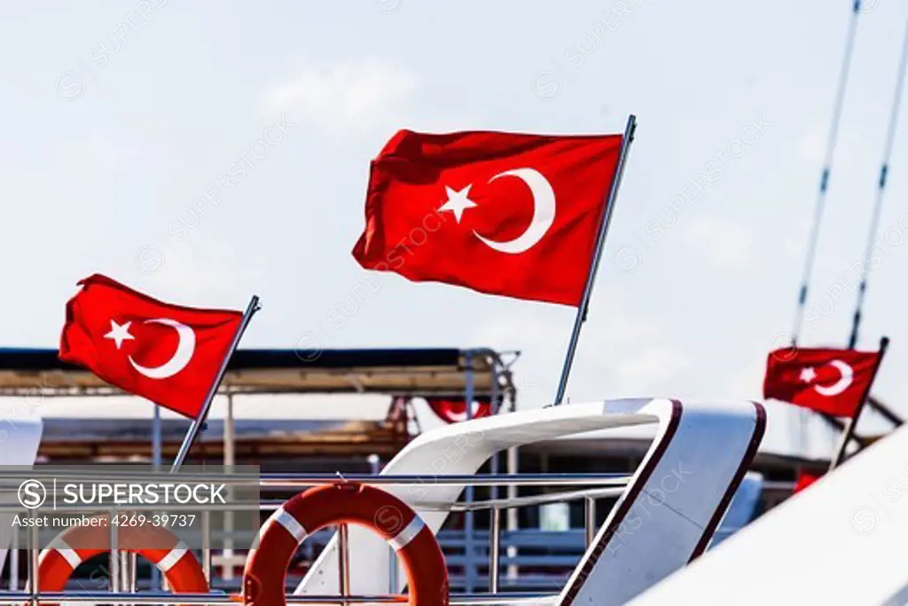 Turkish flags in Istanbul, Turkey.