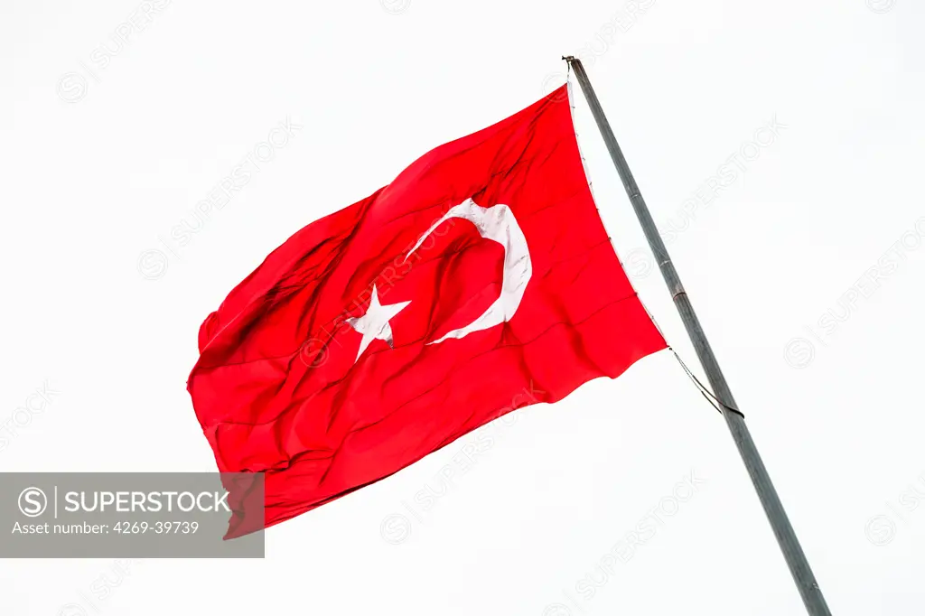 Turkish flag in Istanbul, Turkey.