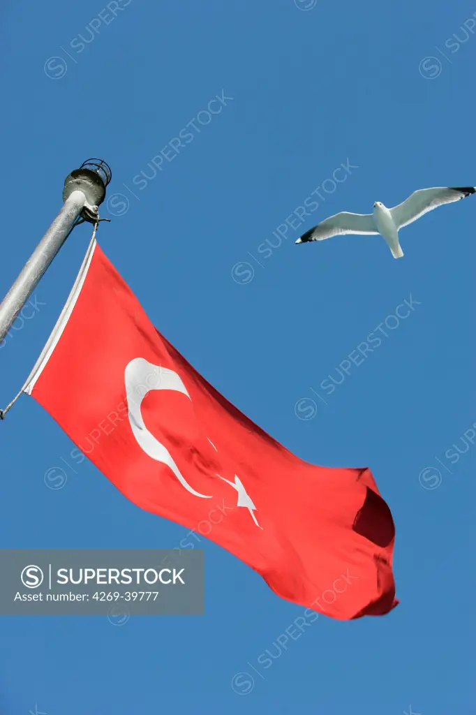 Turkish flag in Istanbul, Turkey.