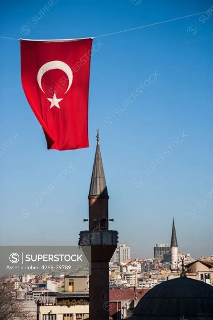 Turkish flag in Istanbul, Turkey.