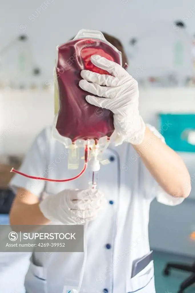 Blood transfusion, Angoulême hospital, France,