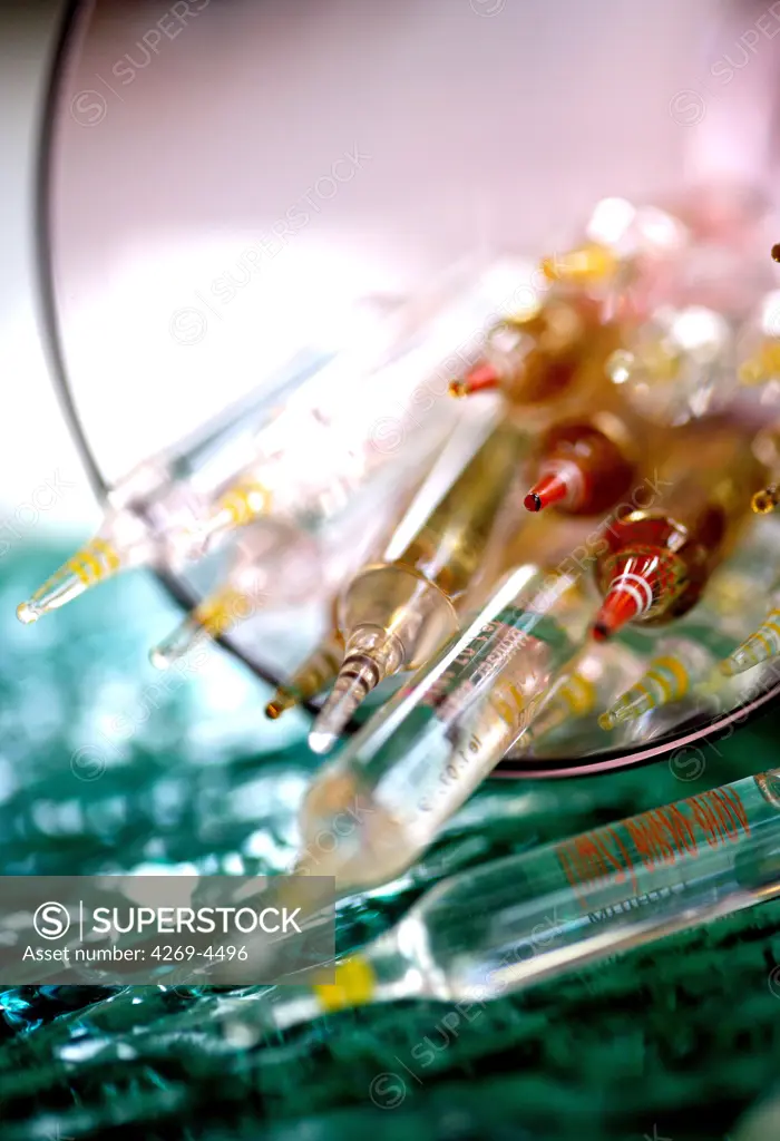 Glass ampoules of trace elements.