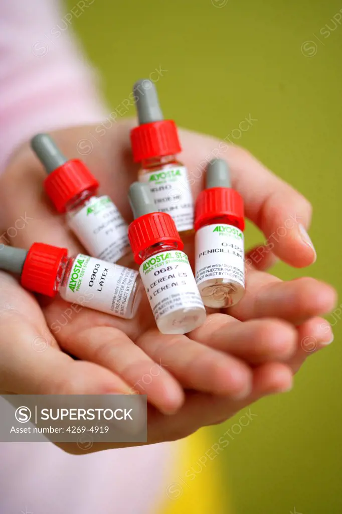 Different allergenic extracts used for skin prick test, for allergens screening.