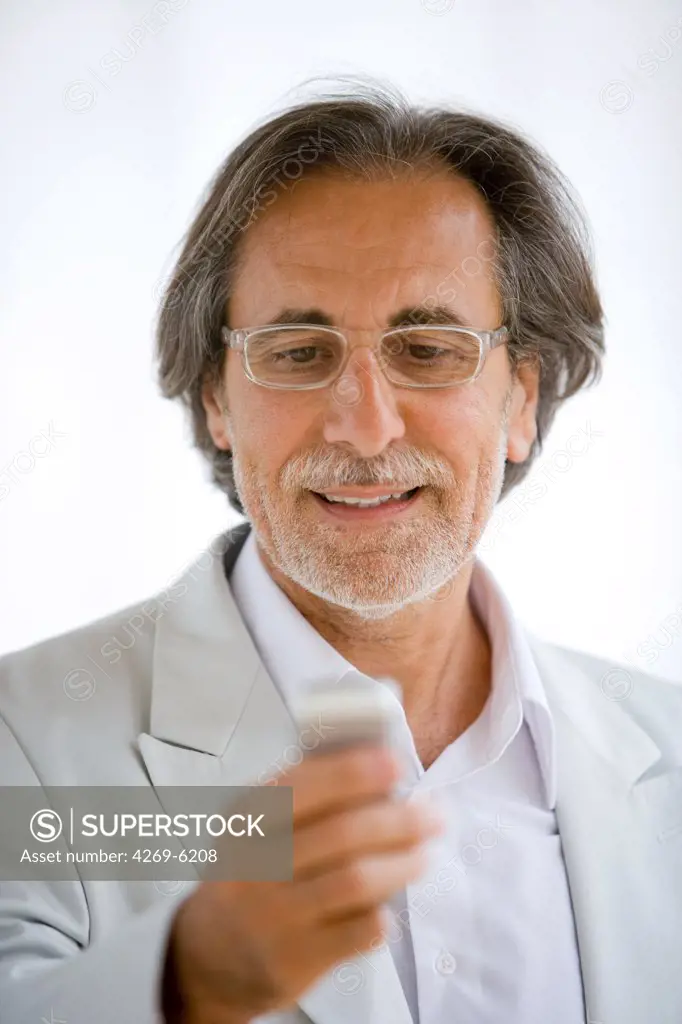 Man using cell phone.