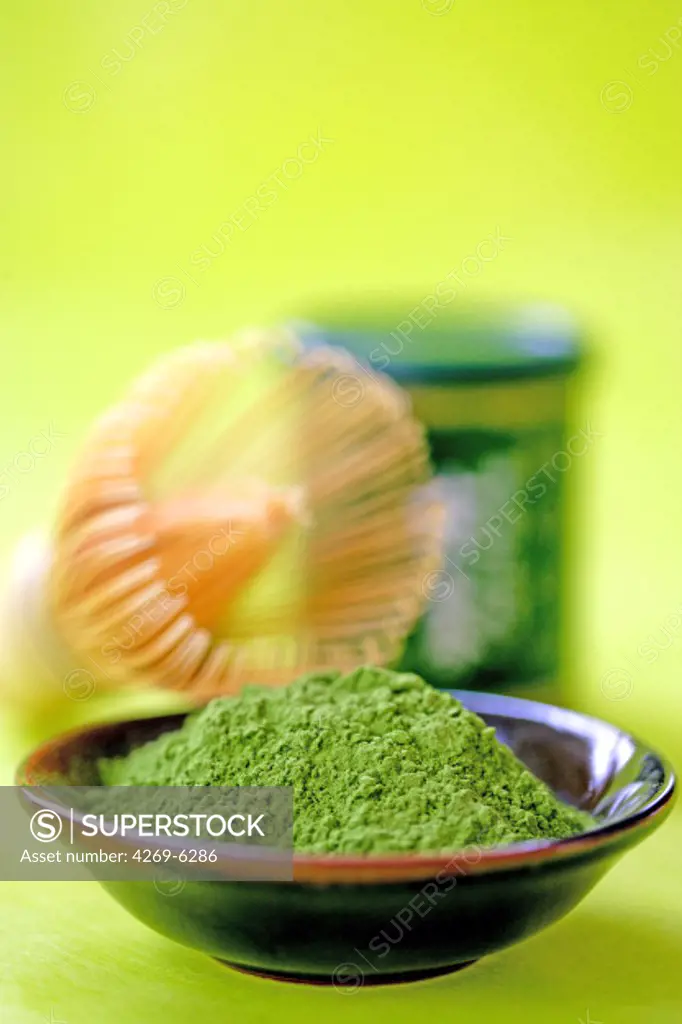 Matcha, powdered Japanese green tea.