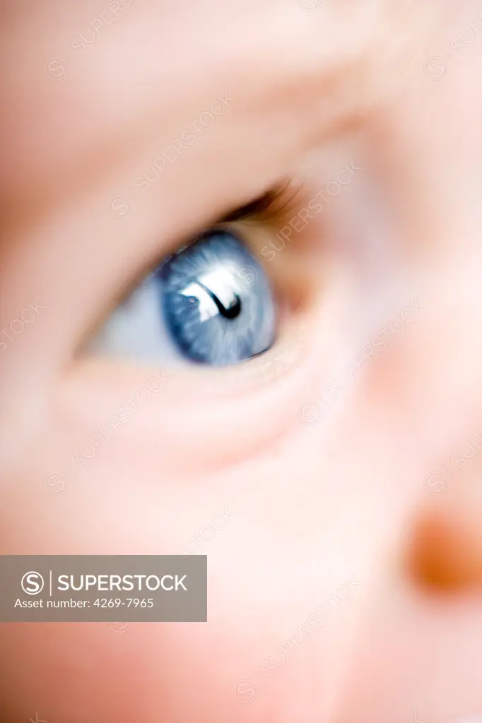 Close up of 9 months old baby's eye.