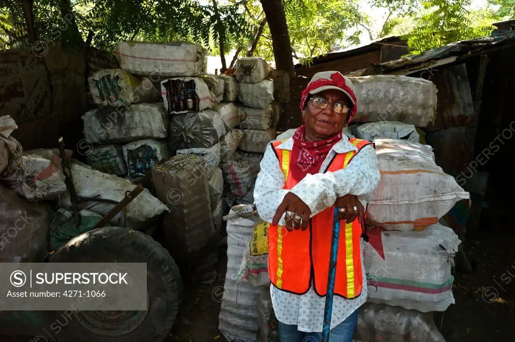 Nicaragua, Managua, Portrait of woman working at La Chureca Industrial waste disposal site