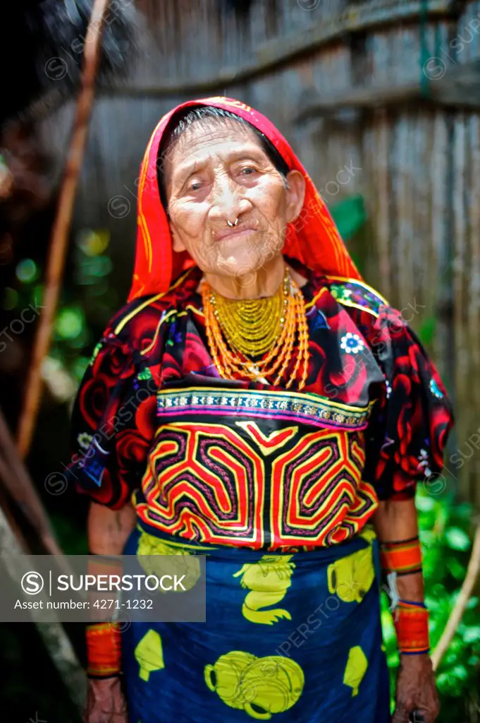 Panama, Kuna Yala, Ninety years old Indigenous Guna midwife