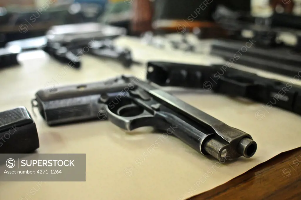 Weapon parts at a firearms training course at the Panamanian National Police force academy, Panama
