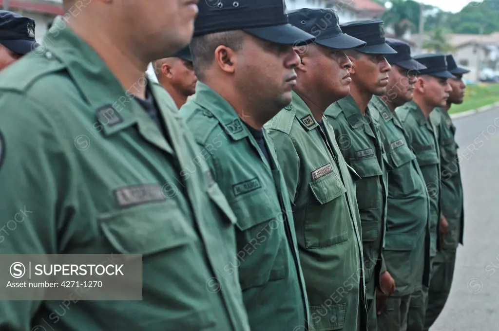 Panamanian National Police forces marching, Panama