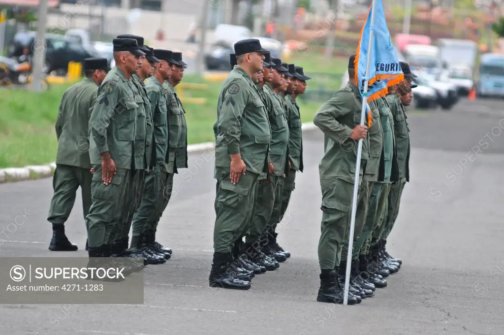 Panamanian National Police forces at the raising the flag ceremony, Panama