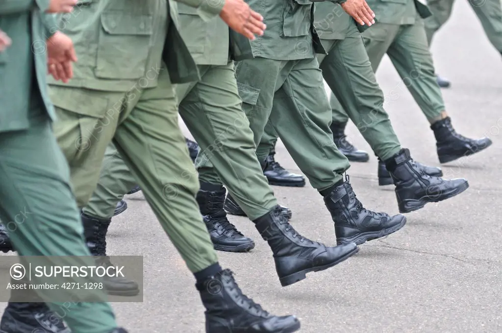 Policemen marching at Panamanian National Police forces, Panama