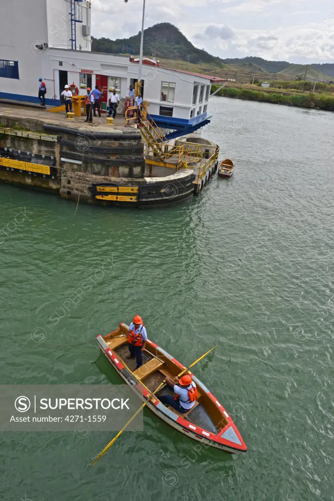Panama, Miraflores Locks, Panama Canal with its 48-mile ship canal