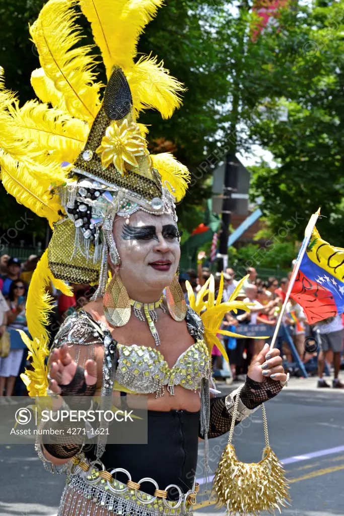 USA, New York State, New York City, Jackson Heights neighborhood, Draq Qeen celebrating during 2013 Queens Pride