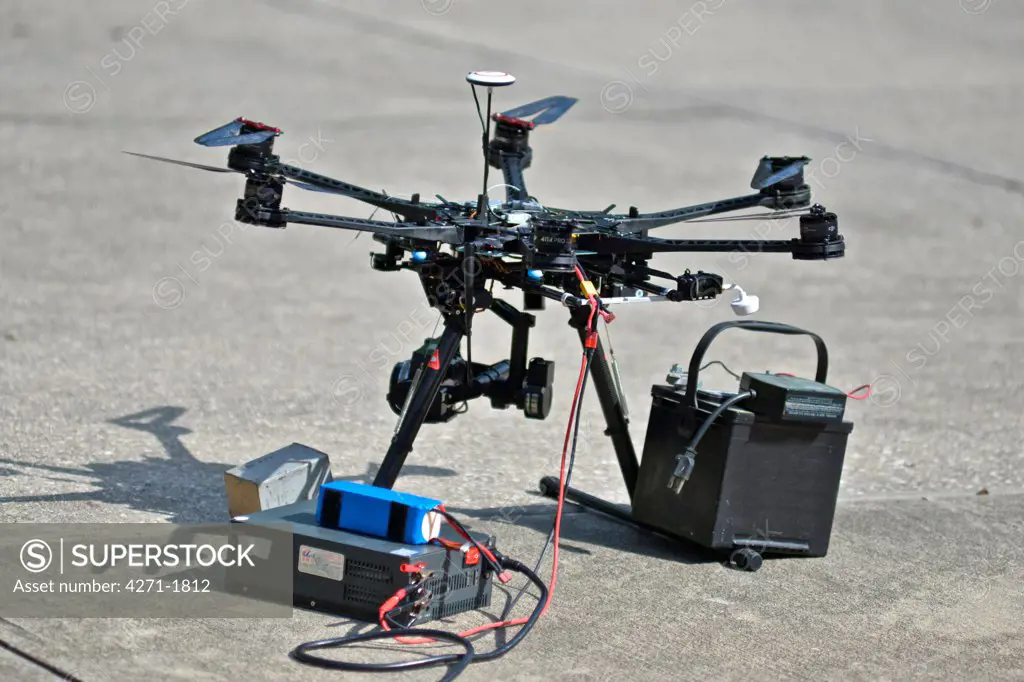 Octocopter DJI S800 equipped with camera on gimble