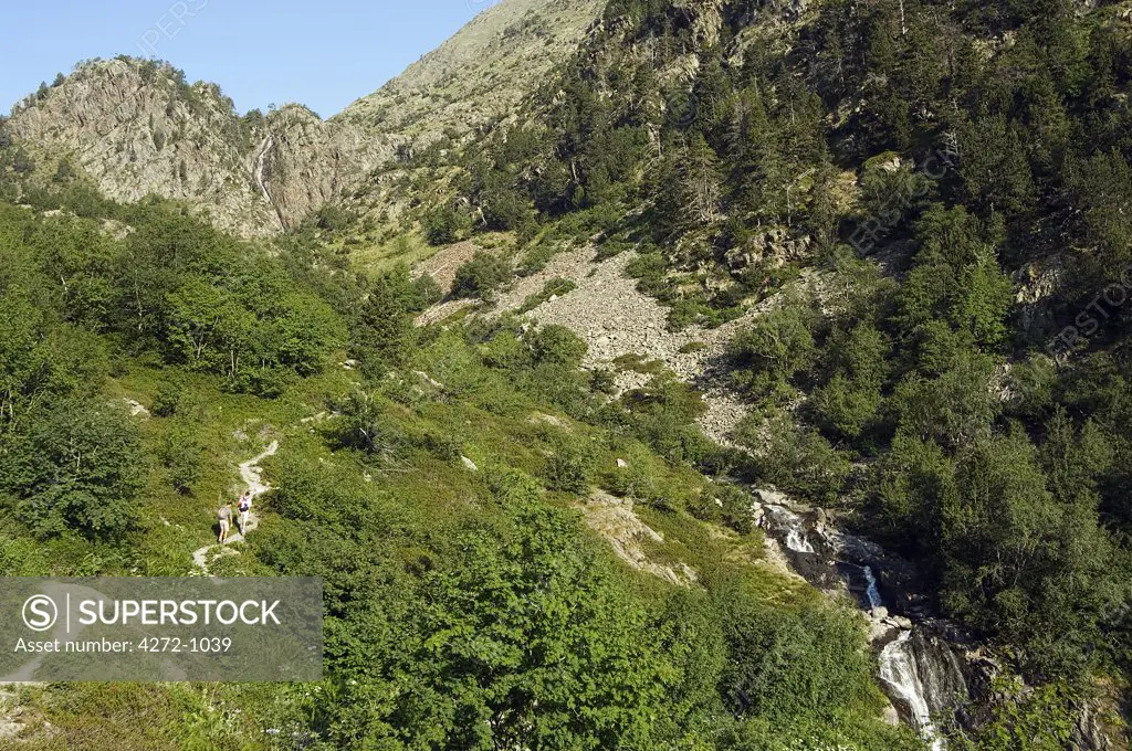 Andorra Parish of La Massana Waterfall in Hiking Area of Pic De Coma Pedrosa Andorras Highest Mountain