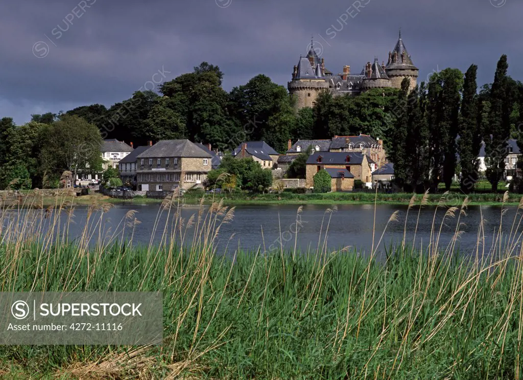 France, Brittany, Combourg. Chateau Combourg. The Chateau still belongs to the family of the famous writer 'Chateaubriand'
