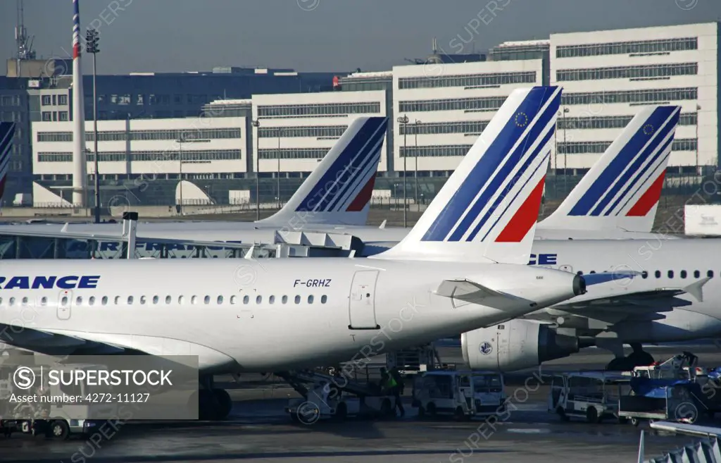 France, Paris. Air France Planes on Charles de Gaulle Airport.