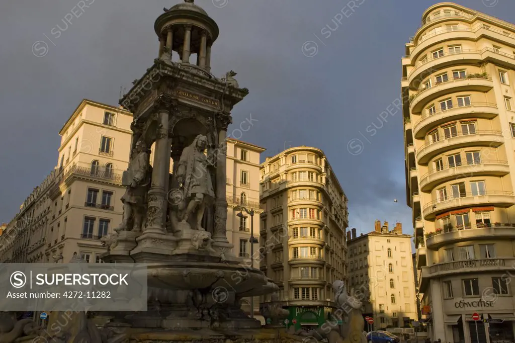 Lyon, France; Jacobins fountain, Jacobins square