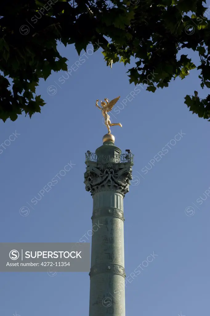 The liberty statue in the Place de la Bastille in Paris France