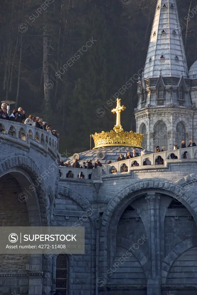 Sanctuary of Our Lady of Lourdes after a large mass, Lourdes, France