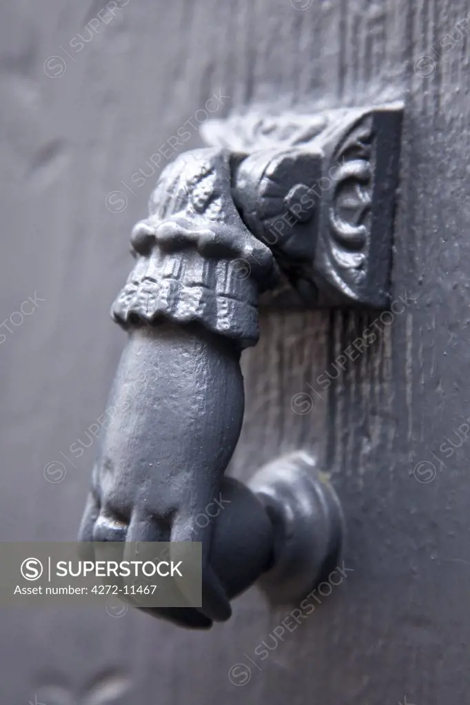 France, Haute-Garonne, Revel.  Traditional door handle, Revel.