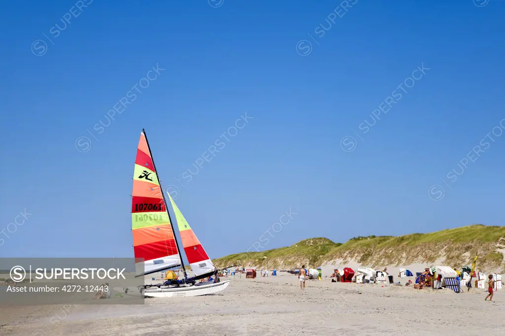 Catamaran, beach near Norddorf, Amrum Island, North Frisian Islands, Schleswig Holstein, Germany