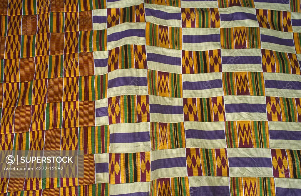 Ghana, Volta region, Tafi Abuipe. Fine Kente cloth. The Ashantis and Ewes both lay claim to having invented it.