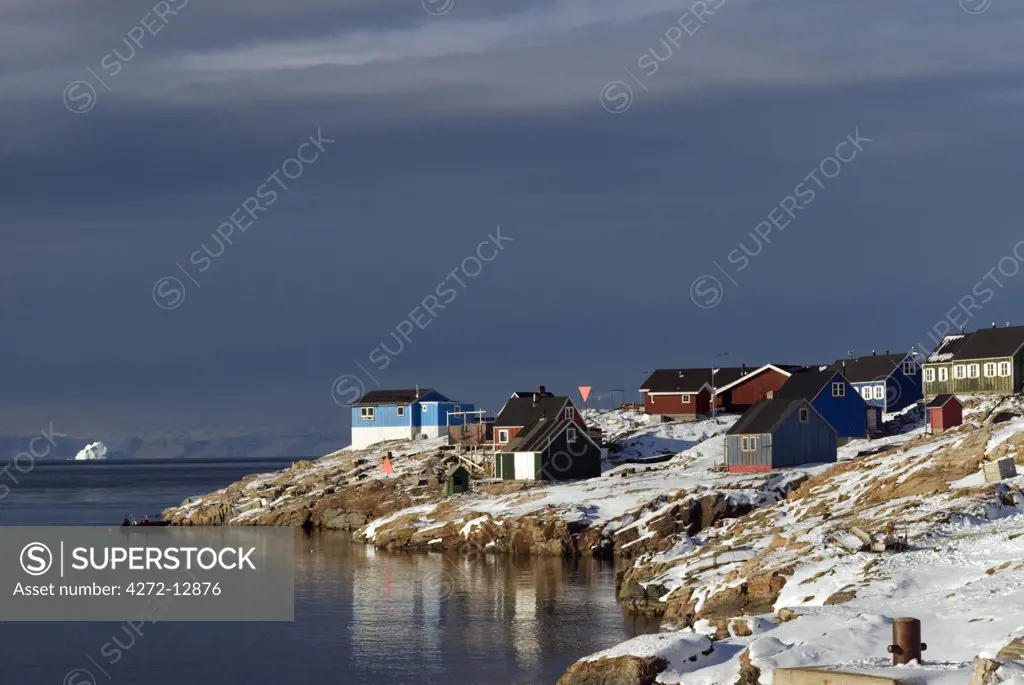 Greenland, Ittoqqortoormiit. The isolated village of Ittoqqortoormiit (Scoresbysund) situated on the north east coast of Greenland. It has 2 food deliveries a year by boat.