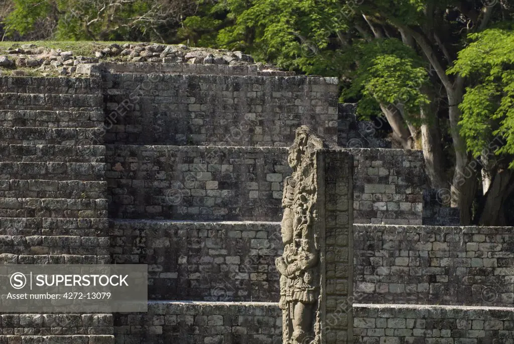 Honduras, Copan, Maya Ruins of Copan, a UNESCO World Heritage Site. It is the site of a major Maya kingdom of the Classic era, known for producing a remarkable series of portrait stelae, some of the finest surviving art of ancient Mesoamerica.