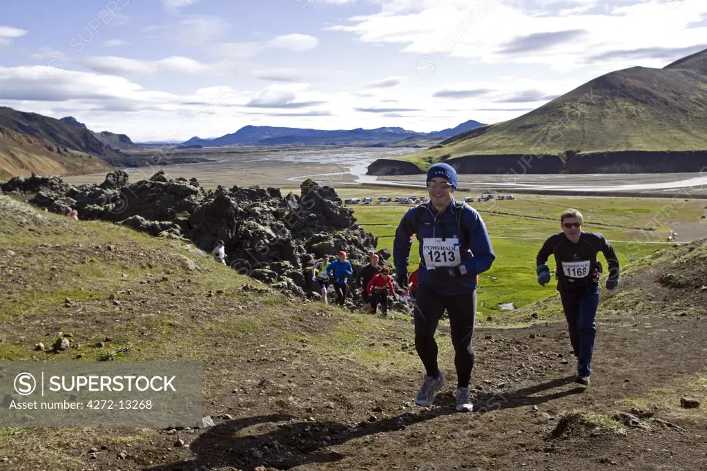 Iceland. The Laugavegur Ultra Marathon and Adventure race course is one of the most beautiful in Iceland, stretching from Landmannalaugar in the highlands to Thorsmork, a natural reservation area. MR.