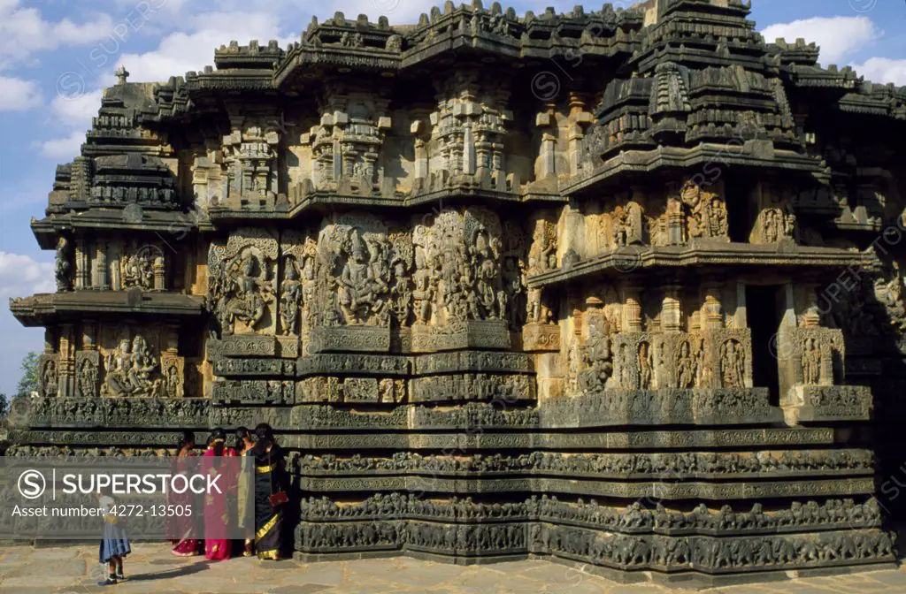 The 12th Century Hoysaleshvara temple, built by the ruling Hoysala dynasty, boasts an immense amount of intricate carving