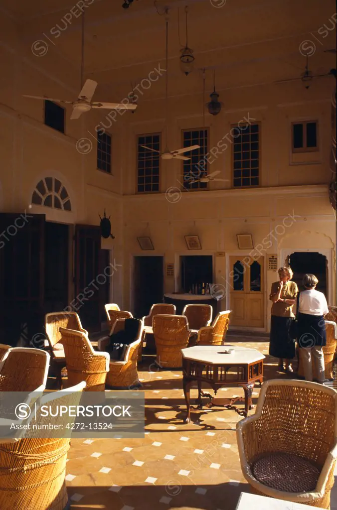A view of the reception hall and bar area of Castle Mandawa, one of the region's best know hotels.