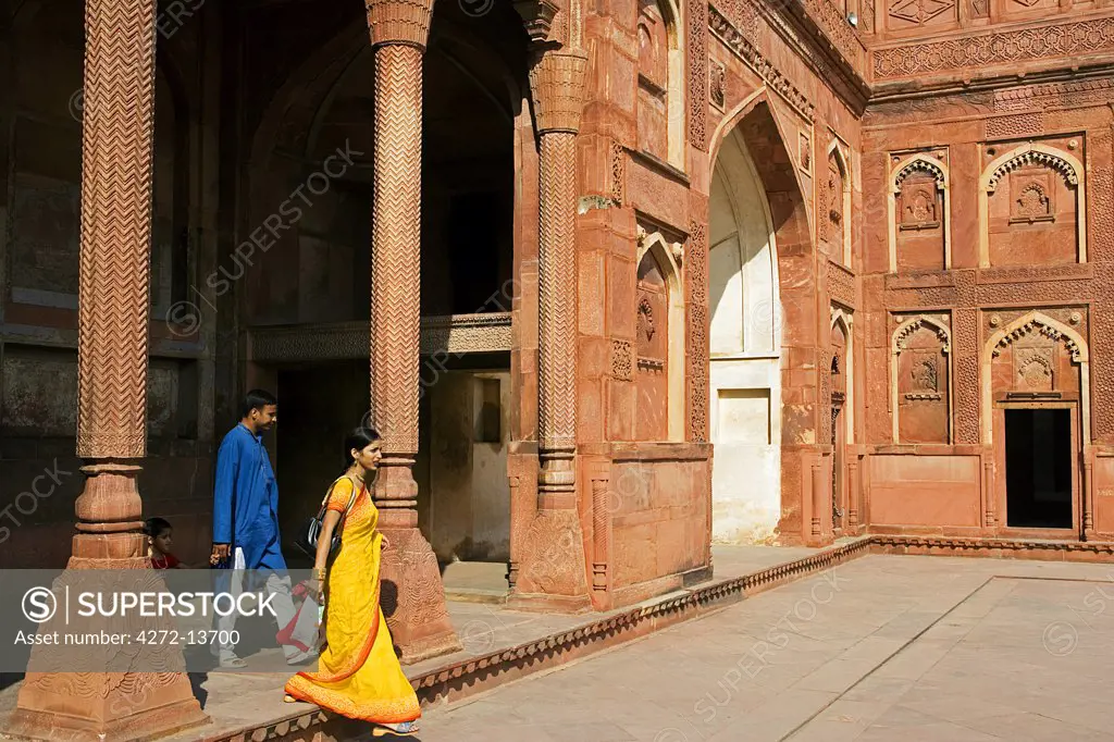 Inner courtyard of Agra Red Fort, Uttar Pradesh, Agra District. India.