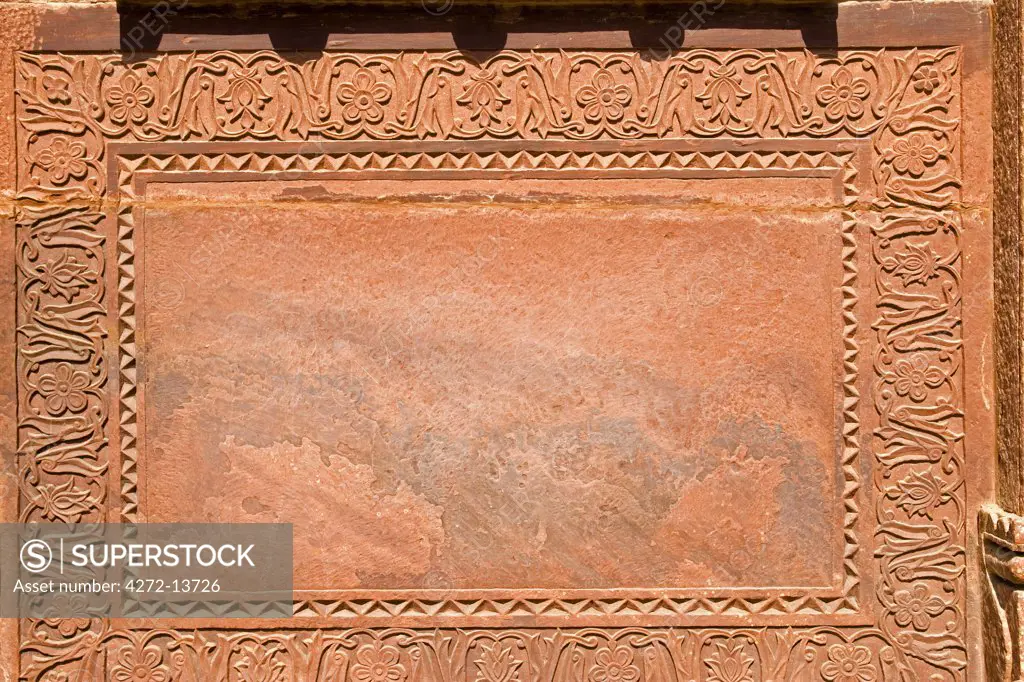 Detail of decoration at world heritage site at Fatehpur sikri, Uttar Pradesh, India.