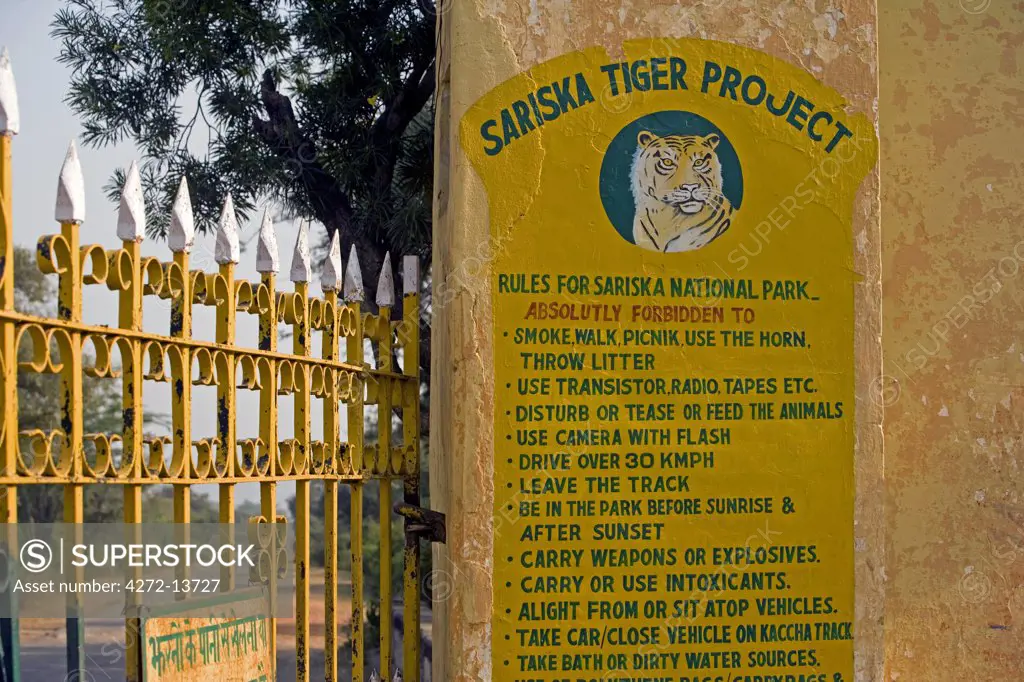 Entrance to the Sariska tiger reserve, Rajasthan, India
