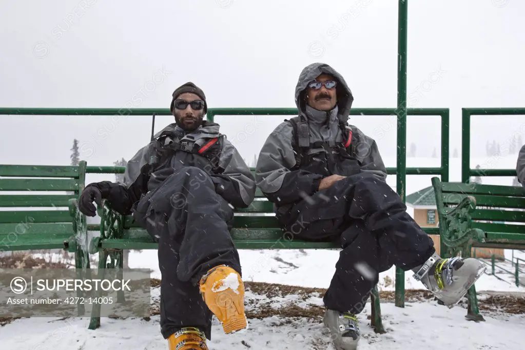 Two members of the ski patrol at Gulmarg, Kashmir, India