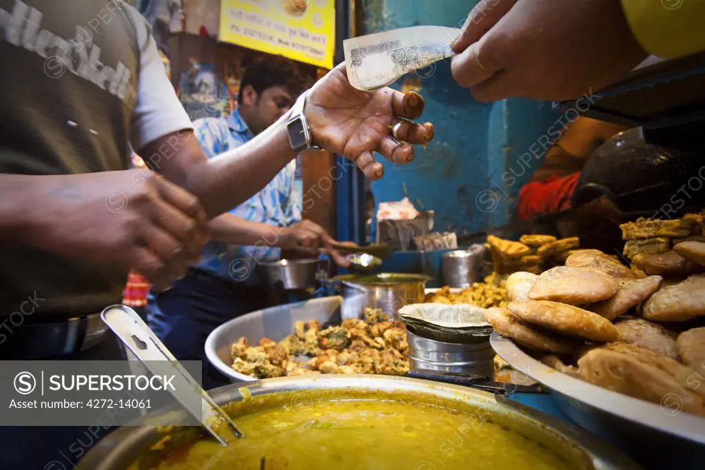 A food stall in Old Delhi, India