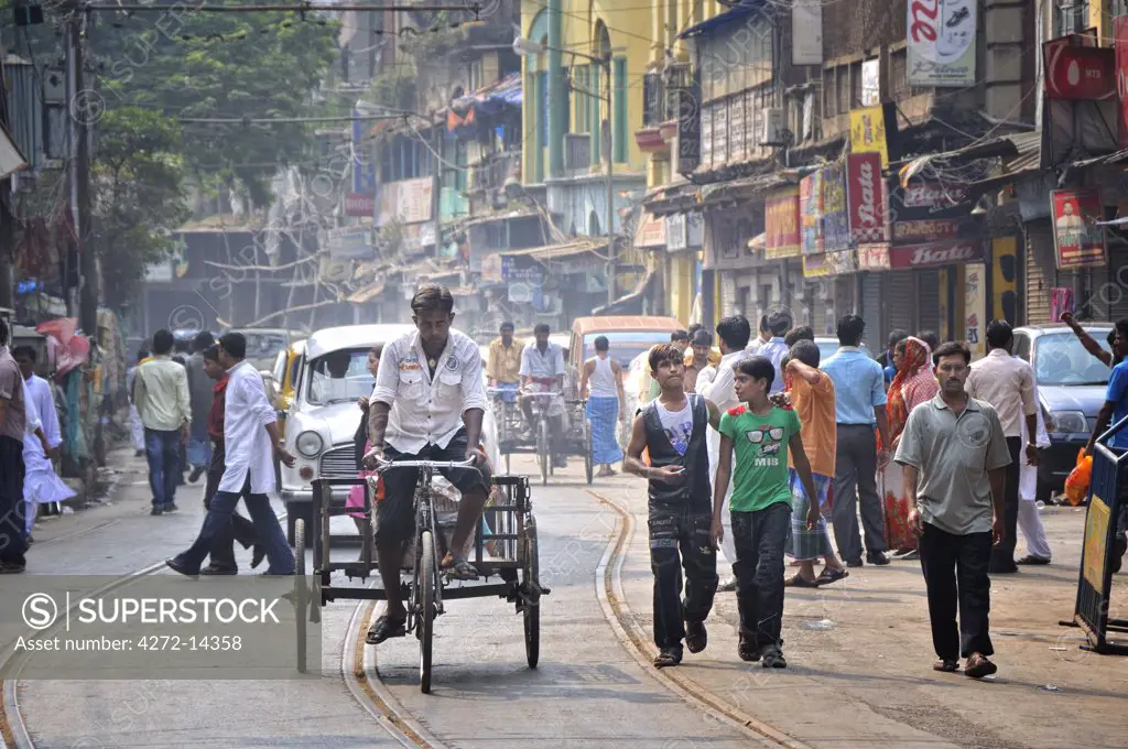 Rickshaws in the streets of Kolkata (Calcutta). India