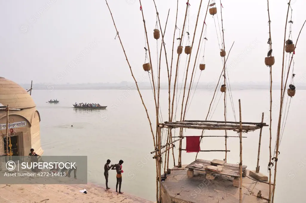 The ghats along the Ganges river banks, Varanasi, India