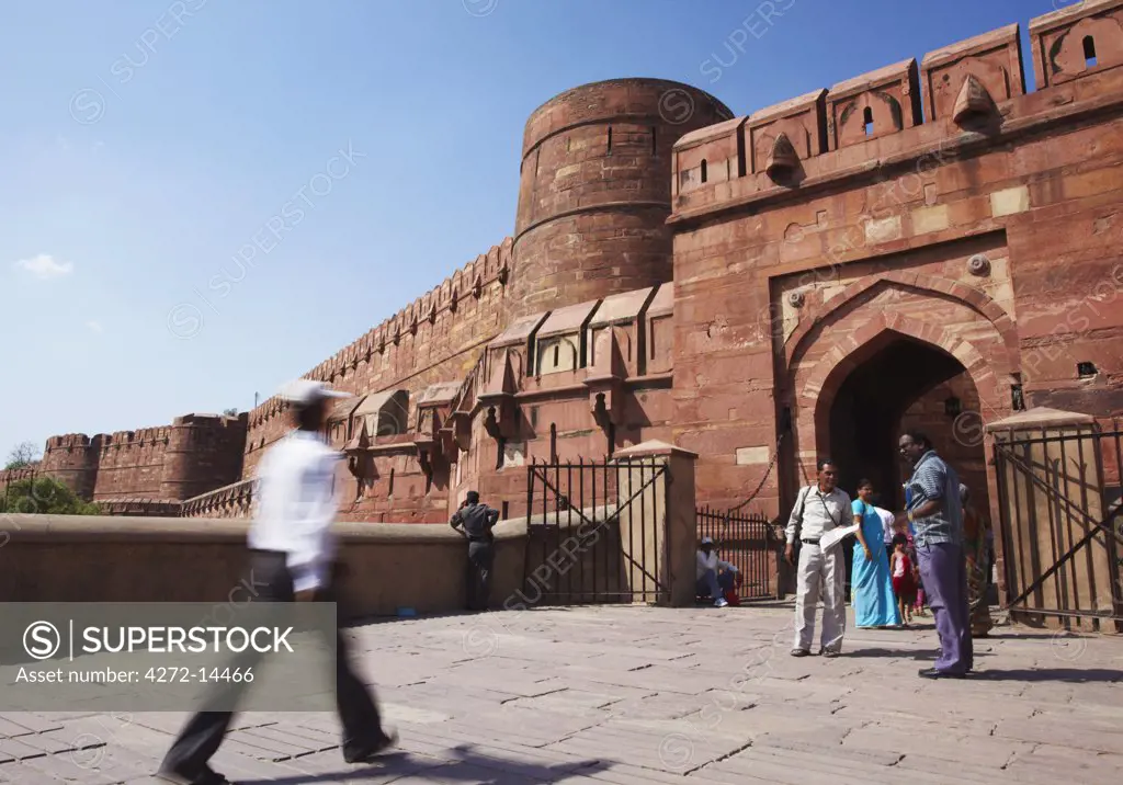 People at Amar Singh Gate of Agra Fort, Agra, Uttar Pradesh, India