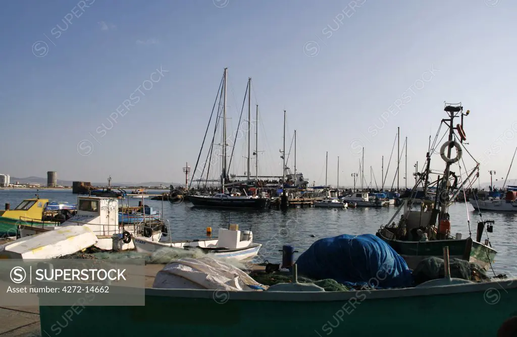 Israel, Western Galilee, Acre (or Akko). The harbour in Acre. Acre is a city in the Western Galilee district of northern Israel. It is situated on a low promontory at the northern extremity of Haifa Bay.