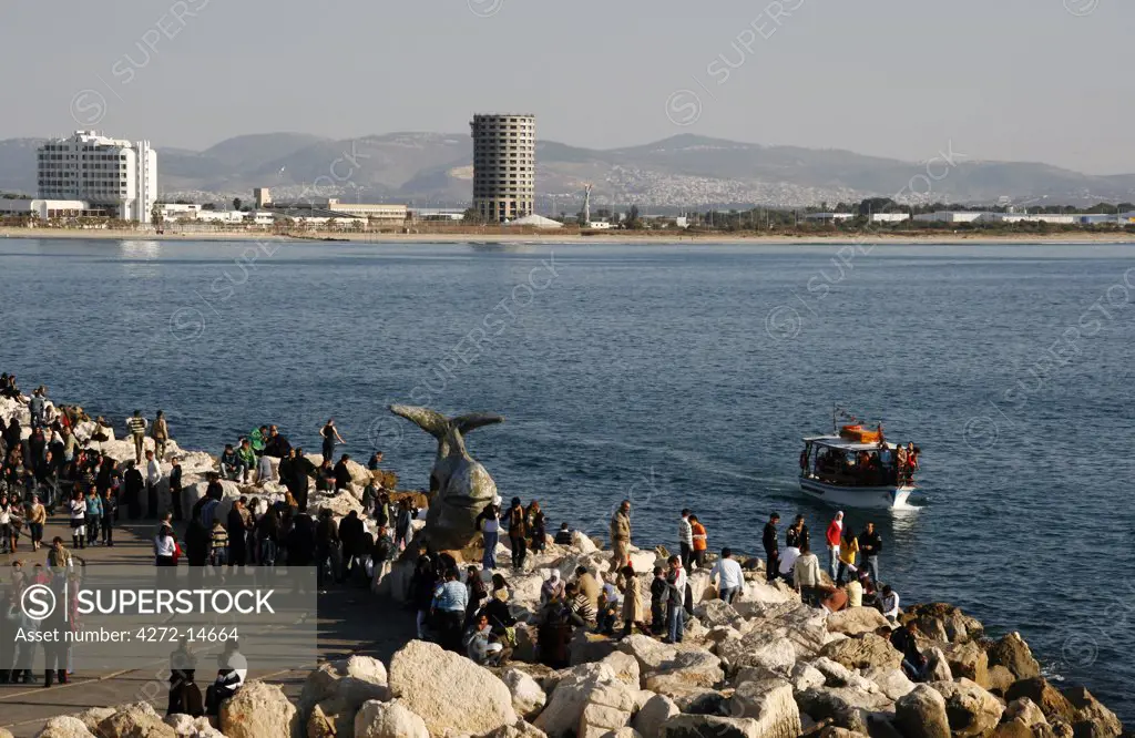 Israel, Western Galilee, Acre (or Akko). The waterfront at Acre. Acre is a city in the Western Galilee district of northern Israel. It is situated on a low promontory at the northern extremity of Haifa Bay.