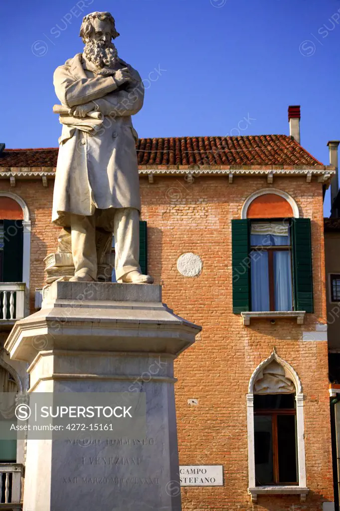 Italy, Veneto, Venice; Monument for Niccolo Tommaseo (1802-1874), Italian linguist and journalist, editor of 'Dizzionario della Lingua'