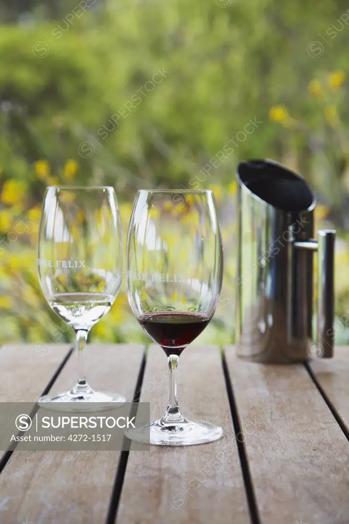 Glasses of wine at Vasse Felix winery, Margaret River, Western Australia, Australia