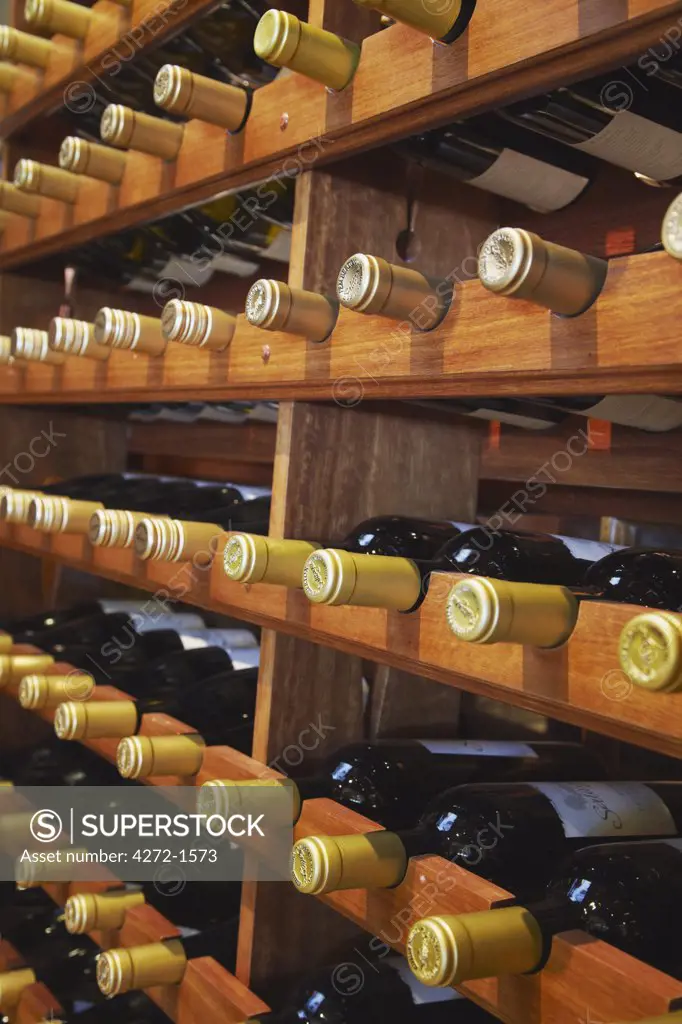 Bottles of wine in Salitage winery, Pemberton, Western Australia, Australia