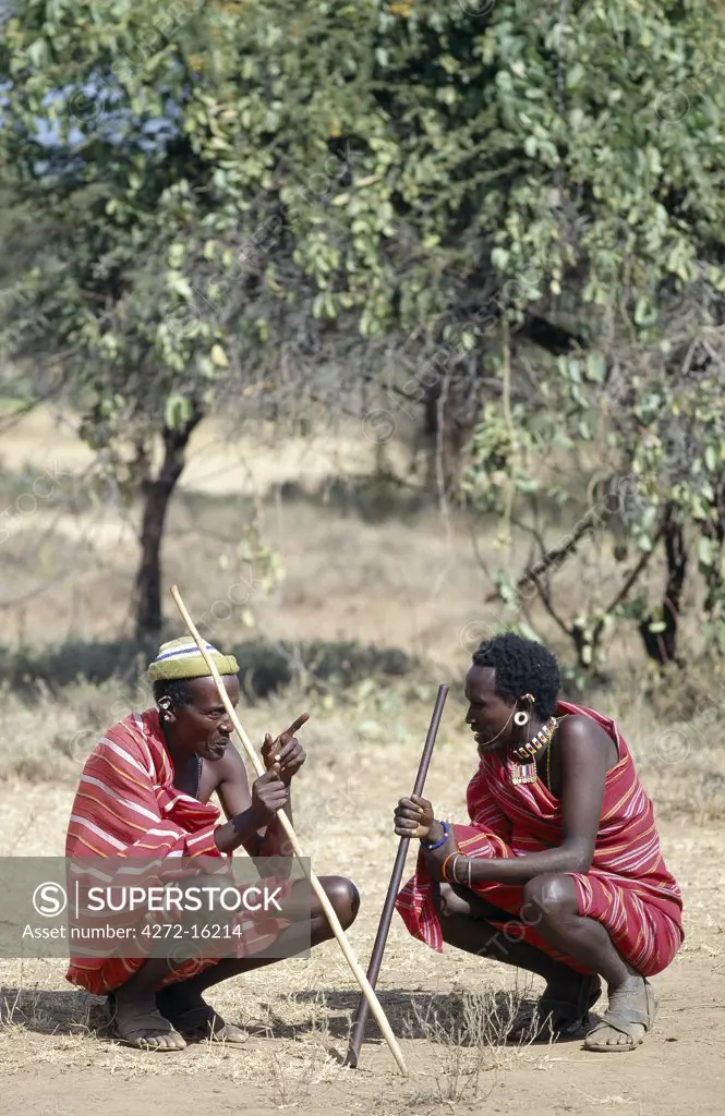 Two Samburu elders deep in conversation.  Men will never pass each other on a journey without stopping to chat.  As such, information reaches even the remotest parts of the district surprisingly quickly.